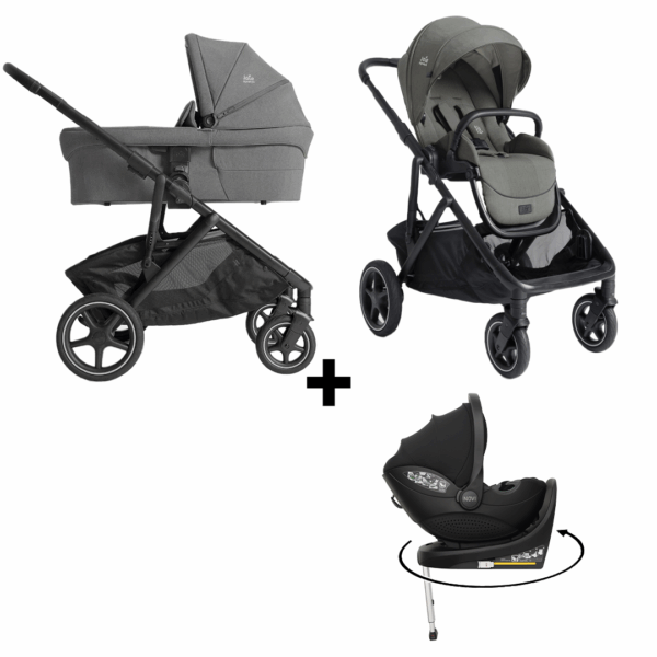 Kinderwagen Joie Signature Versiti Evergreen met Autostoel Joy Glide 360° All Black&Base - Afbeelding 1