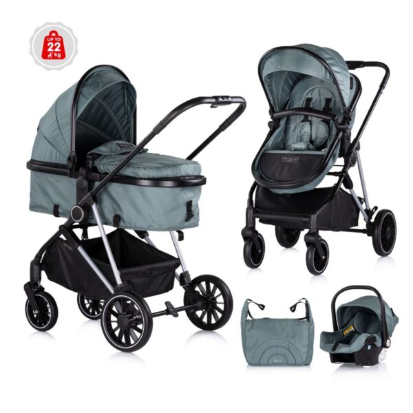 Kinderwagen Chipolino  Aura 2-in-1 Basil + Autostoel Chipolino Aura Basil - Afbeelding 1