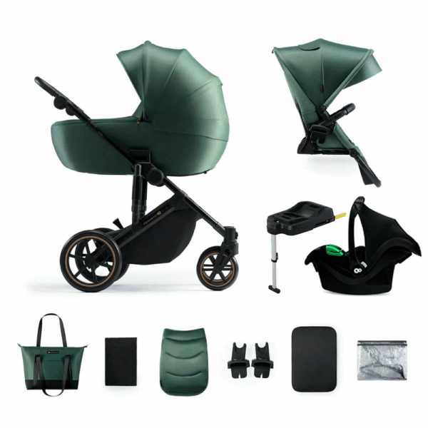 Kinderwagen Kinderkraft Prime2 PRO 3-in1Dark Green Incl. Autostoel, Luiertas&Base - Afbeelding 1