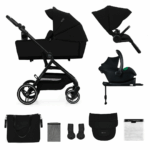 Kinderwagen Kinderkraft Yoxi 3-in-1 Basic Black Met Autostoel Kinderkraft Mink 2 Pro I-Size Black Met Base