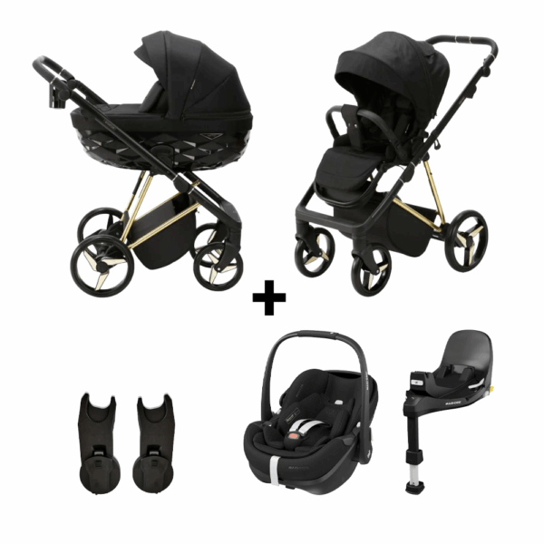 Kinderwagen Adamex Quantum Black + Autostoel Maxi-Cosi Pebble Pro2 en Base Slide Tech - Afbeelding 1