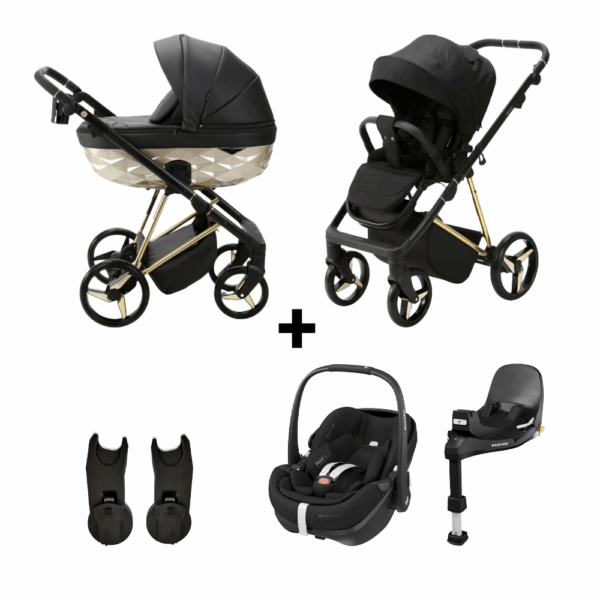 Kinderwagen Adamex Quantum Gold Star + Autostoel Maxi-Cosi Pebble Pro2 en Base Slide Tech - Afbeelding 1