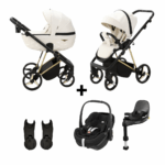 Kinderwagen Adamex Quantum Beige Star + Autostoel Maxi-Cosi Pebble Pro2 en Base Slide Tech