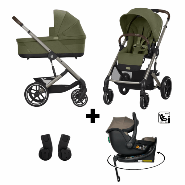 Kinderwagen Cybex Balios S Lux Moss Green/Khaki + Autostoel Jacky Pro 360° Dark Taupe&Base + GRATIS Voetenzak - Afbeelding 1