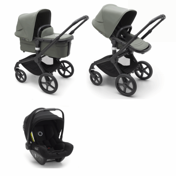 Kinderwagen Bugaboo Fox5 Compleet Black/Forest Green met Autostoel Turtle Air Black - Afbeelding 1