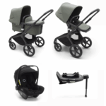 Kinderwagen Bugaboo Fox5 Compleet Black/Forest Green met Autostoel Turtle Air Black + Base by Nuna