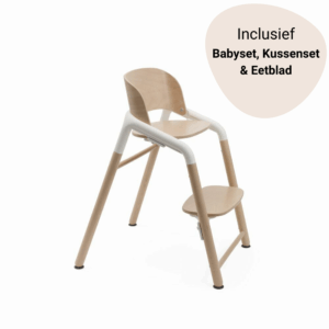 Set Compleet | Kinderstoel Bugaboo Giraffe Natural Wood/White + Babyset&Kussenset + Eetblad