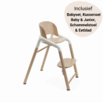 Set Ultimate | Kinderstoel Bugaboo Giraffe Natural Wood/White + Babyset&Kussenset&Schommelstoel + Eetblad