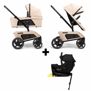 Set | Kinderwagen The Jiffle Wagon 2+ Plus Clay Incl. Autostoel Novi Baby Jacky Pro 360 All Black&Base