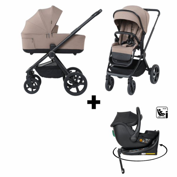 Kinderwagen Titanium Baby Solid Urban Lush Taupe met Autostoel Novi Baby® Jacky Pro 360&Base - Afbeelding 1