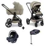 Kinderwagen Novi Baby Luna Premium Solid Sand met Autostoel Jewel I-Size&Base