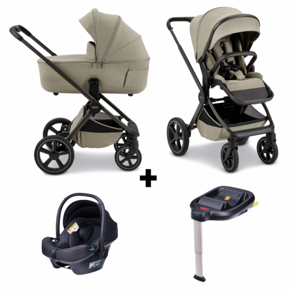 Kinderwagen Novi Baby Luna Premium Solid Sand met Autostoel Jewel I-Size&Base - Afbeelding 1