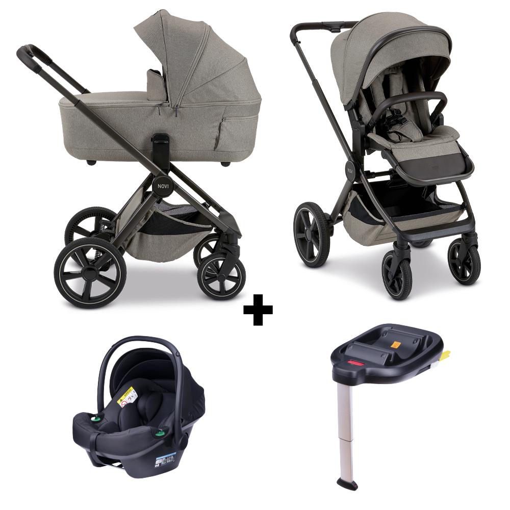 Kinderwagen Novi Baby Luna Premium Solid Hazel met Autostoel Jewel I-Size&Base - Afbeelding 1