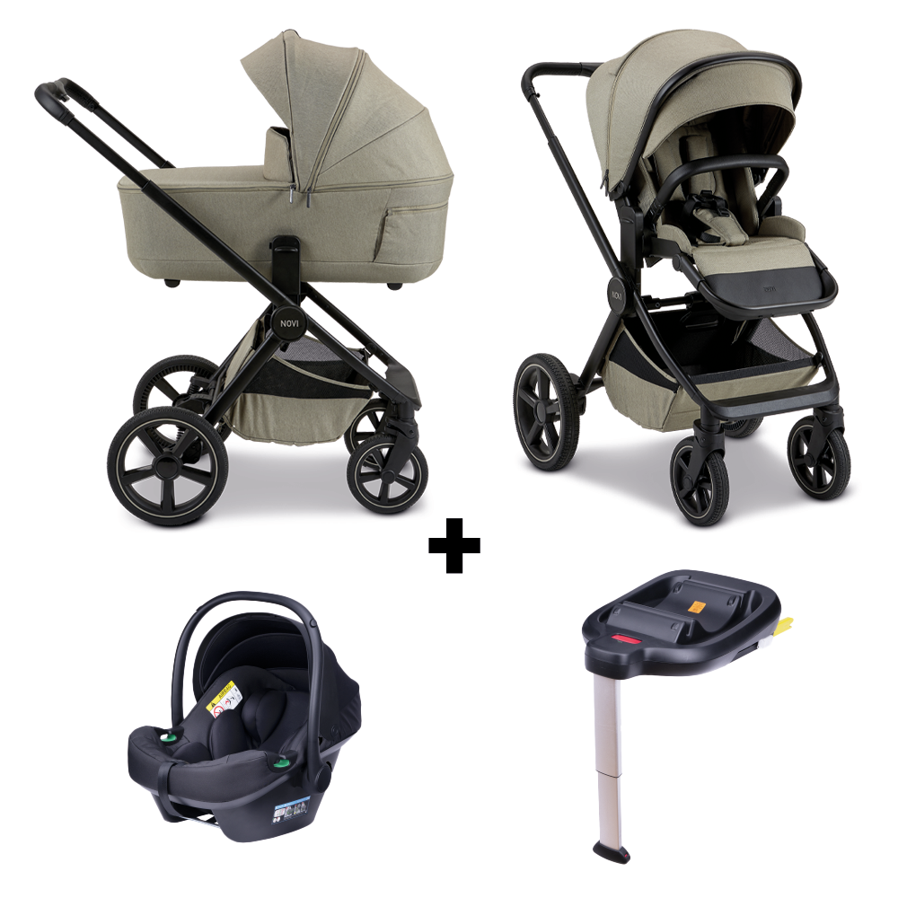 Kinderwagen Novi Baby Luna Premium Timeless Taupe met Autostoel Jewel I-Size&Base - Afbeelding 1