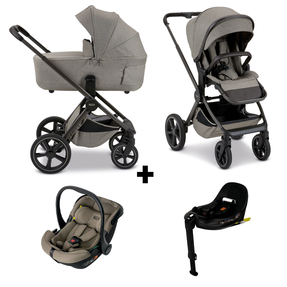 Kinderwagen Novi Baby Luna Premium Solid Hazel met Autostoel Jacky Pro 360 Dark Taupe&Base Kinderwagen Novi Baby Luna Premium Solid Hazel met Autostoel Jacky Pro 360 Dark Taupe&Base - Afbeelding 1