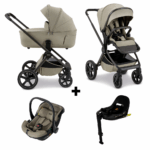 Kinderwagen Novi Baby Luna Premium Timeless Taupe met Autostoel Jacky Pro 360 Dark Taupe&Base