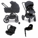 Kinderwagen Novi Baby Luna Premium Brilliant Black met Jacky Pro All Black Autostoel&Base