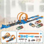 Double Race Track™ - Creatief&Leuk - Looping Racebaan Oranje - Sportauto / Dubbel | Educatief Speelgoed