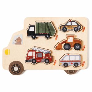 Woods™ – Puzzel Avontuur – Houten Auto Puzzel Werkvoertuigen | Educatief Speelgoed