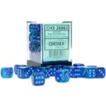 6-zijdige Gemini dobbelstenen 12mm BLUE-BLUE/LIGHT BLUE LUMINARY (36 dobbelstenen) - Chessex