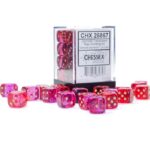 Doorzichtige 6-zijdige Gemini dobbelstenen 12mm RED-VIOLET/GOLD (36 dobbelstenen) - Chessex