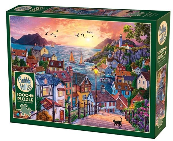Coastal Town at Sunset (1000) - Cobble Hill  Legpuzzel - Afbeelding 1