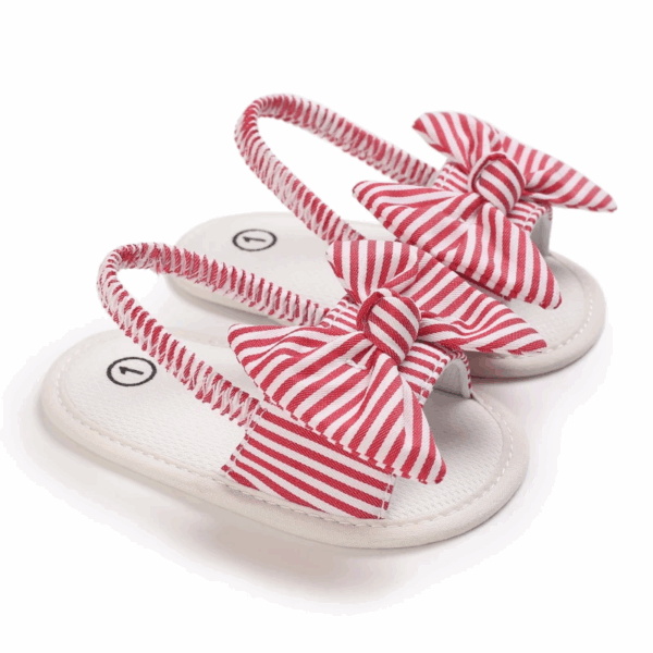 Mini Fashion™ - Lieflijk&Licht - Baby Sandalen Rood Gestreept / 1 (0-6 maanden) | Educatief Speelgoed - Afbeelding 1