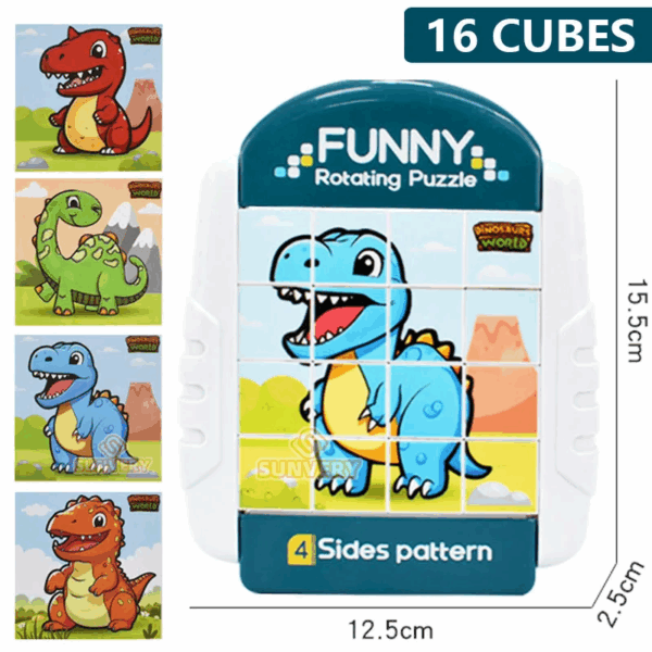 Twisty Puzzle™ - Eindeloos Puzzelplezier - Draaipuzzel Dinosaur 16 vlakjes | Educatief Speelgoed - Afbeelding 1