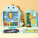 Bead Puzzle™ – Doolhofplezier Sorteren – Houten Magnetische Ballen Puzzel Dino | Educatief Speelgoed