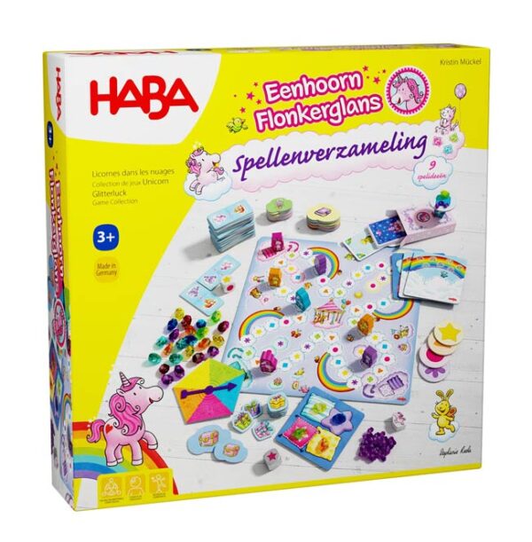 Eenhoorn Flonkerglans - Spellenverzameling - HABA Bordspel|Kaartspel|Coöperatief - Afbeelding 1