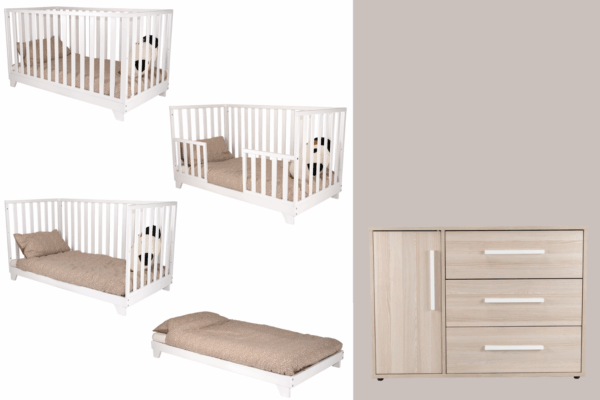 Babykamer Colorfull Home Noah XL (Meegroeiledikant Lois V2 Pure White + Commode) - Afbeelding 1