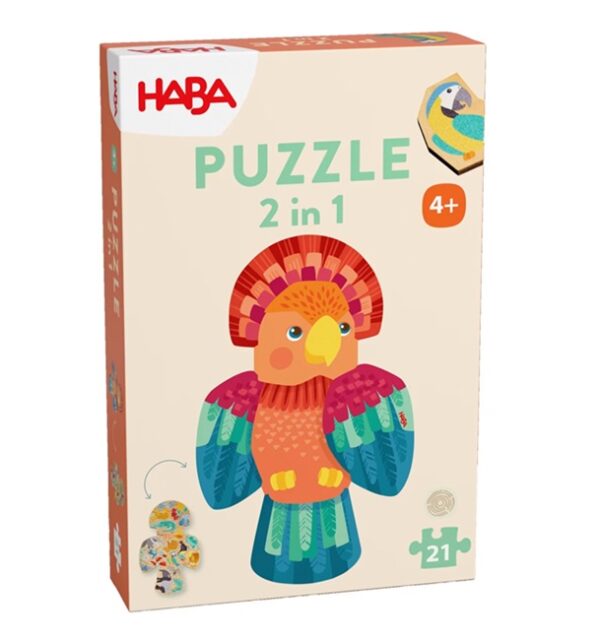 Houten 2-in-1 puzzel papegaai (21 stukken) - HABA - Afbeelding 1
