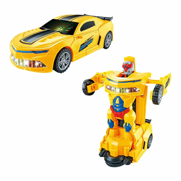 Transformer Car™ - Transformeren en rijden - speelgoedauto Gele Auto met Lampen en Transformer | Educatief Speelgoed - Afbeelding 1