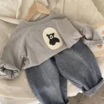 Mini Fashion™ - Beren Print - Sweater Grijs / 80 (12-24 maanden) | Educatief Speelgoed