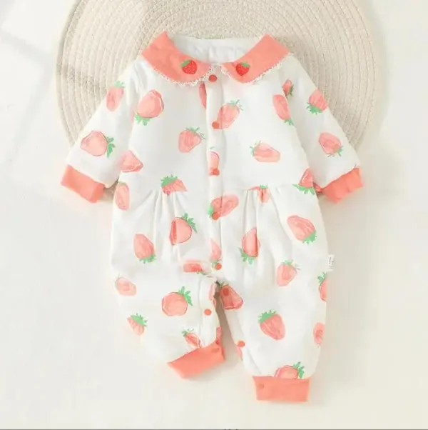 Mini Fashion™ - Comfi&Trendy - Jumpsuit Pyjama Roze - Aarbei / 80 (9-12 maanden) | Educatief Speelgoed - Afbeelding 1