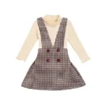 Mini Fashion™ - Schattig en Stijlvol - Tweedelige jurken set Beige / 110 (4 - 5 Jaar) | Educatief Speelgoed