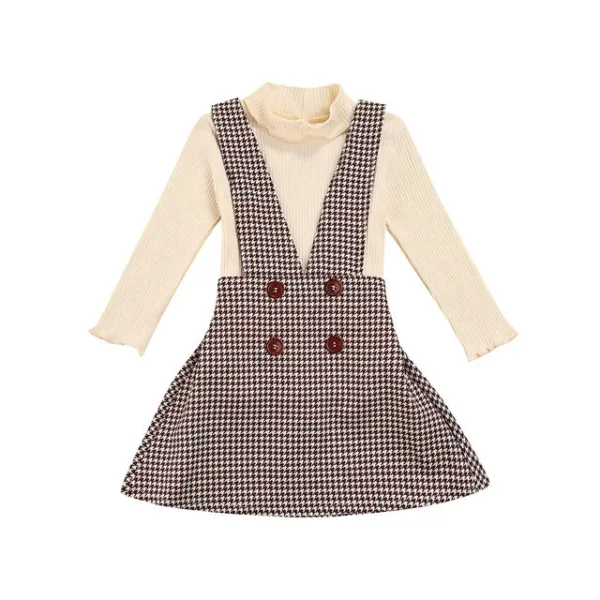 Mini Fashion™ - Schattig en Stijlvol - Tweedelige jurken set Beige / 92 (1 -2 Jaar) | Educatief Speelgoed - Afbeelding 1