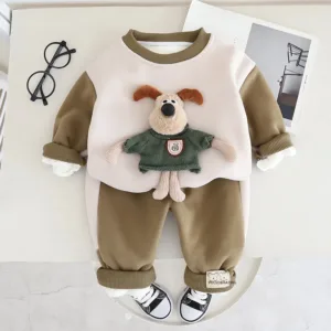 Mini Fashion™ - Warm&Zacht - Herfst Joggings Pak voor Kinderen Groen / 92 (2 jaar) | Educatief Speelgoed