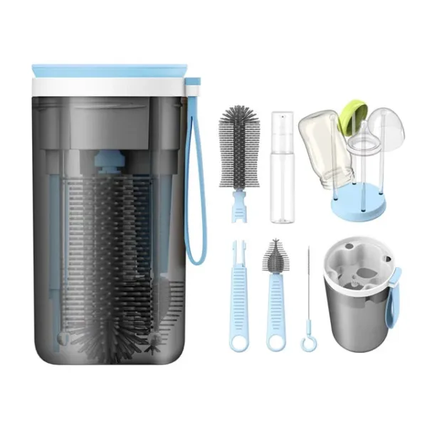 Bottle Cleaning Kit™ - Handig voor onderweg - Baby flessenborstel&reiniger Blauw | Educatief Speelgoed - Afbeelding 1
