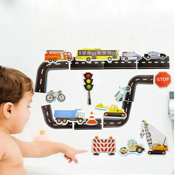 Bath Cars™ - Enorm Plezier In Bad -  Foam Verkeer Badspeelgoed Set | Educatief Speelgoed - Afbeelding 1
