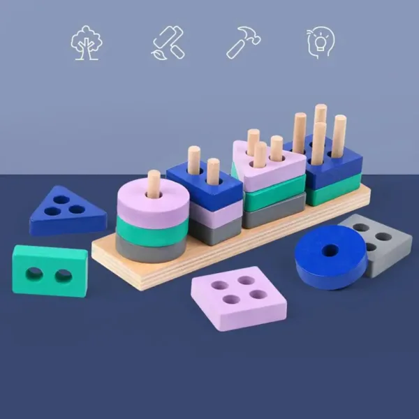 Woods™ – Blokkenpret Stapelen – Geometrische blokken | Educatief Speelgoed - Afbeelding 1