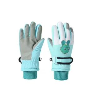 Mini Fashion™ - Warm Materiaal - Kinder Handschoenen Groene Dino / L (9-12 jaar) | Educatief Speelgoed