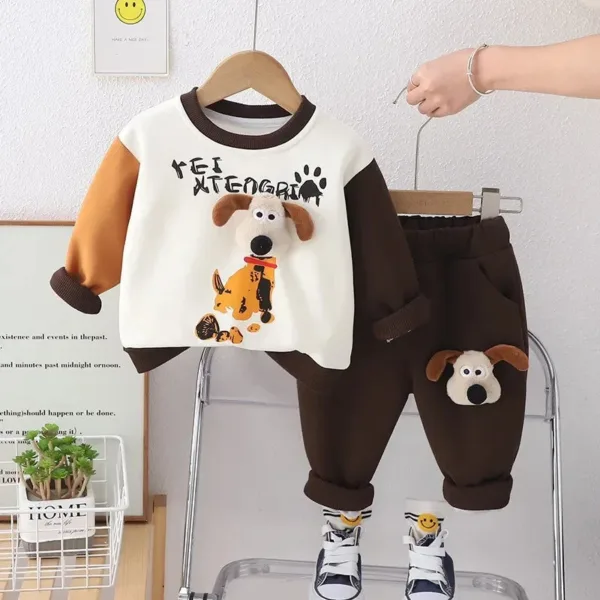 Mini Fashion™ - Trendy&Comfortabel - Hondjes Trainingspak Donker Bruin / 110 (4 jaar) | Educatief Speelgoed - Afbeelding 1