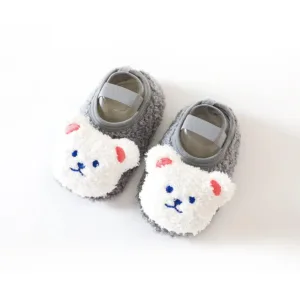 Mini Fashion™ - Warm&Zacht - Kinder Slofjes Grijs Beer / 19 (6-9 maanden) | Educatief Speelgoed