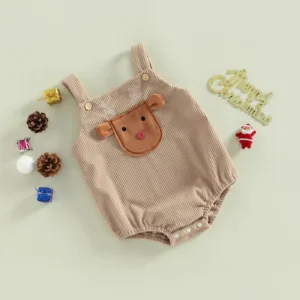 Mini Fashion™ - Kerst Design - Overall Kerst Romper Beige / 70 (0-3 maanden) | Educatief Speelgoed