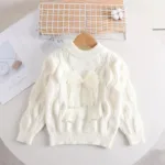 Mini Fashion™ - Warm&Stijlvol - Meiden Trui met strik Wit / 130 (5 jaar) | Educatief Speelgoed