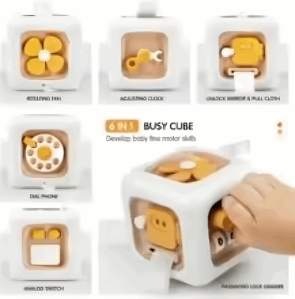 Cube Senses Toy™ - Leerzaam&Leuk - Kubus Zintuigen Speelgoed Gele kubus | Educatief Speelgoed - Afbeelding 1