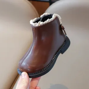Mini Fashion™ - Warm&Classic - Leren Laarsjes Bruin / 28 (4-5 jaar) | Educatief Speelgoed