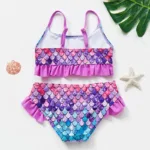 Mini Fashion™ - Sneldrogend Materiaal - Bikini Set Bikini Schubben - Paars / (3-4 jaar) | Educatief Speelgoed