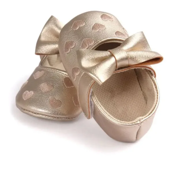 Mini Fashion™ - Ademend Materiaal - Baby Anti-Slip Schoentjes Goud / 18 (6-12 maanden) | Educatief Speelgoed - Afbeelding 1